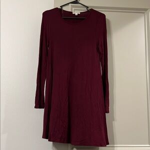Zenana Outfitters Red Long Sleeve A-Line Dress